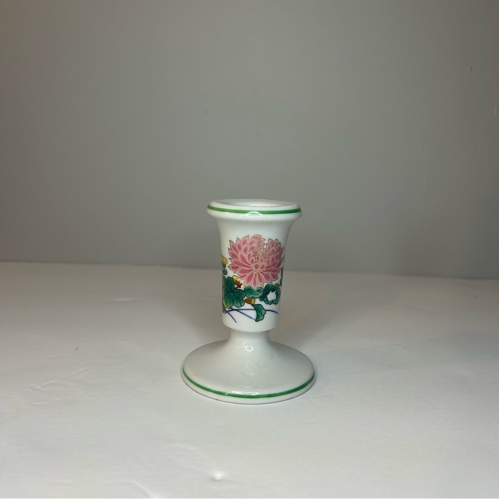 Candle Holder Made In Japan Porcelain Glass Floral Cottage Core Boho Chic VTG
